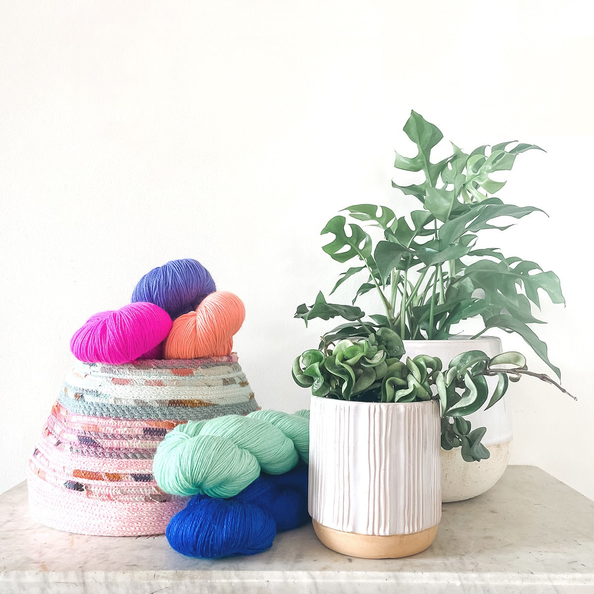 vibrantly dyed yarn